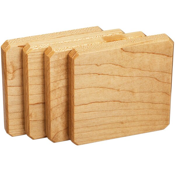 A E Millwork Wood Square 4 Piece Coaster Set Wayfair   Wood Square 4 Piece Coaster Set 